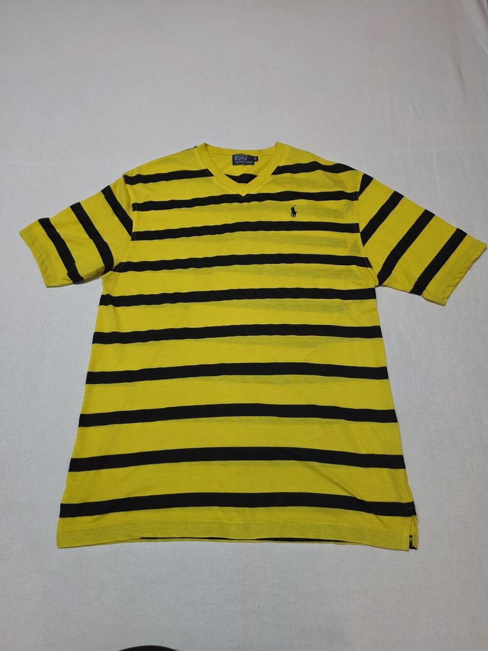 Polo Ralph Lauren Men’s Size 3X Yellow Black Striped V-Neck Pony T-Shirt
